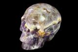 Realistic, Carved Chevron Amethyst Skull #150963-2